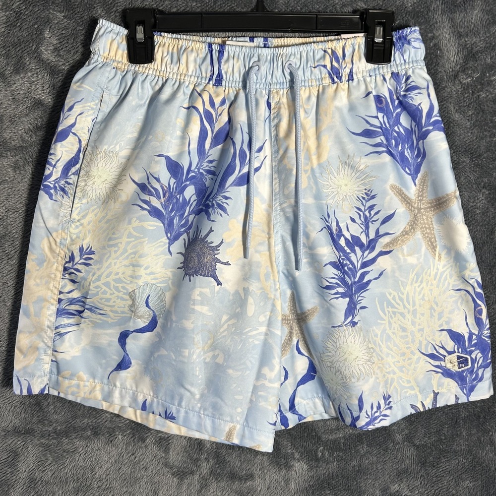 Nike Mens Size S Light Blue Beige Printed Club Woven Flow Shorts
